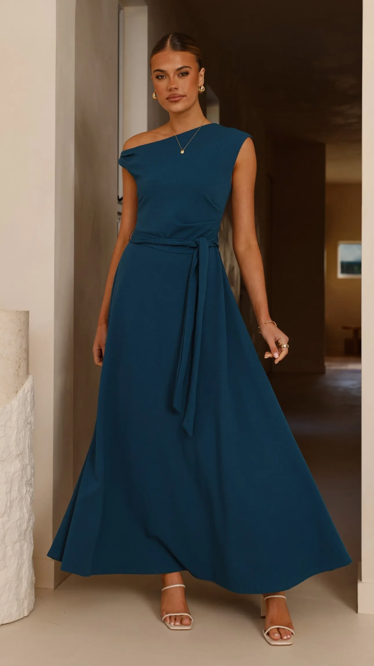 Lantern Arm Gemma Maxi Dress - Teal