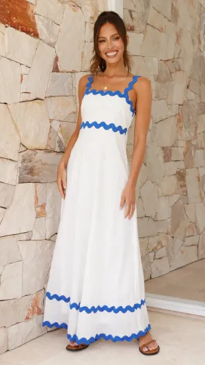 Daleyza Maxi Dress - White / Blue Maple Lane