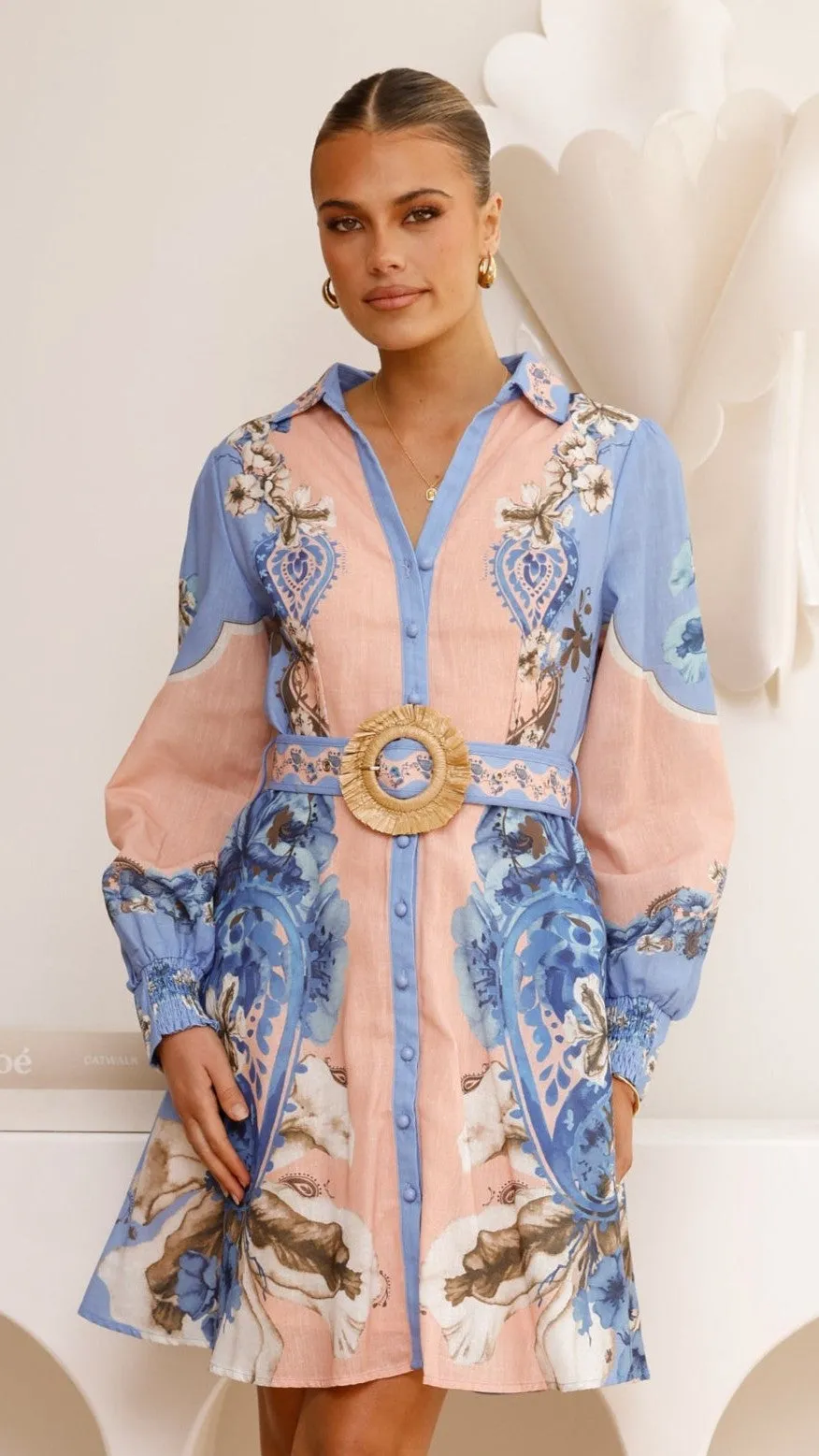 Atiah Mini Dress - Willow Blue Vibrant Fashion Look Bar Glow