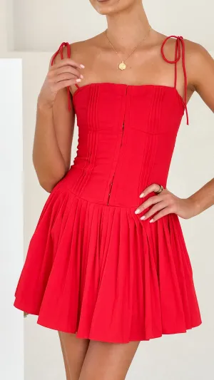 Bethi Mini Dress - Red Casual Chic Wear Day Wear