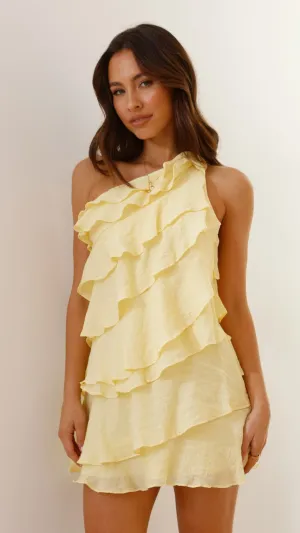 Floral Print Girls Night Cassidi Mini Dress - Lemon