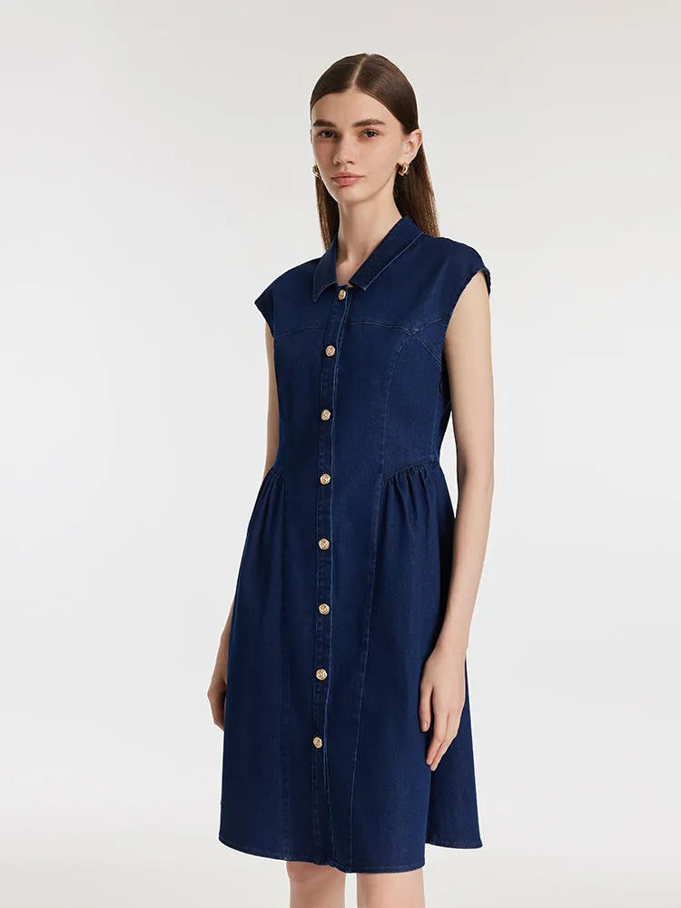 Denim Single-Breasted Women Mini Dress City Babe Non Restrictive