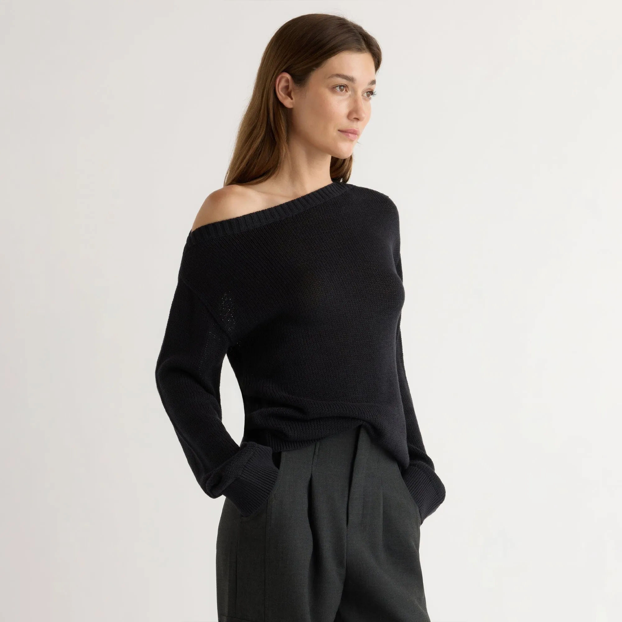 Issa Lightweight Off-Shoulder Sweater Winter Wear Essentials Classic Knit