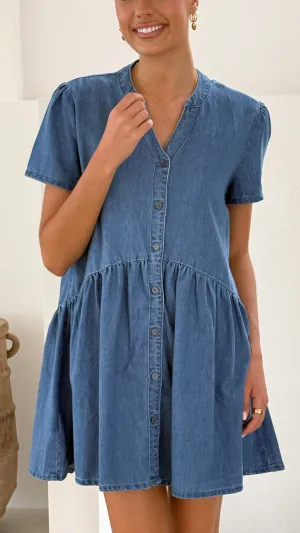 Juliani Mini Dress - Blue Denim Youthful Appeal