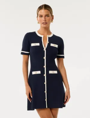 Kerry Petite Contrast Knit Mini Dress Moisture Wicking Lining Versatile mini for casual wear
