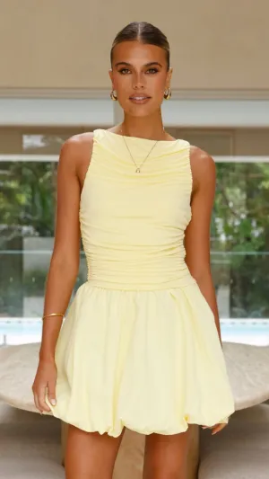 Catch Eyes Bold Beauty Meera Boat Neck Mini Dress - Lemon