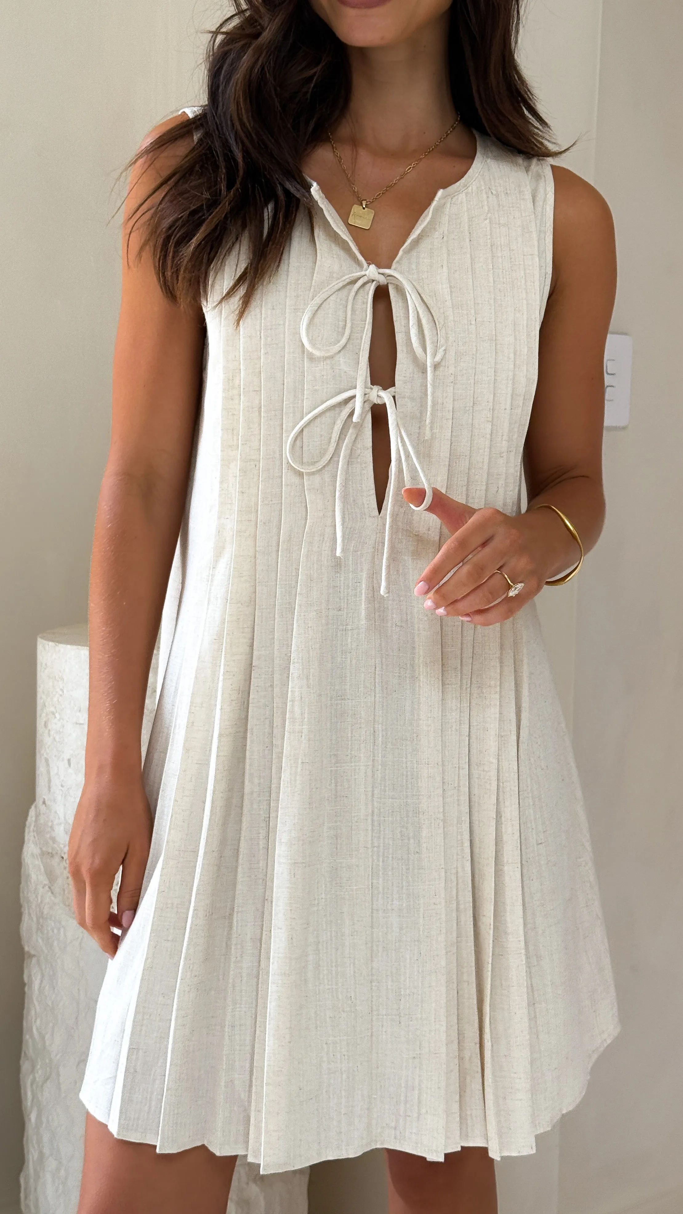 Street Ready Bar Chic Olivio Mini Dress - Oat