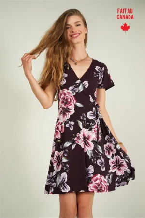 Robe cache-coeur fleurie - ERAM12P - (R-B12) - VENTE FINALE Hidden Pocket Design Bright-colored mini