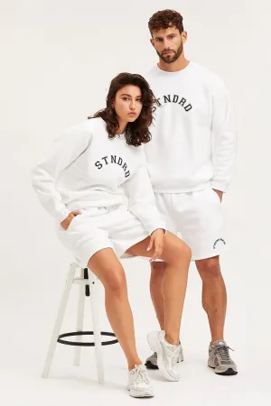 Luxury Brand All Day Comfort Fit White Track Shorts High Rise Unisex