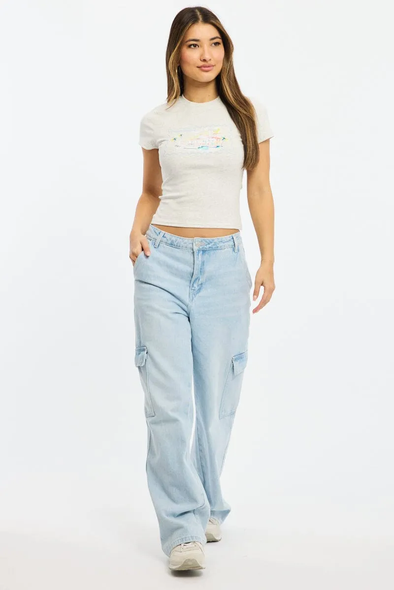 Grey Graphic Tee Short Sleeve City Smart