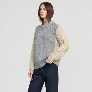 Dassie Oversized Color-Block Cable Sweater Luxury Knit