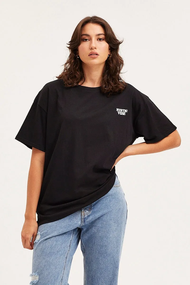 Micro Perforation SlimFit Black Unisex T-Shirt Short Sleeve Oversized Crew Neck