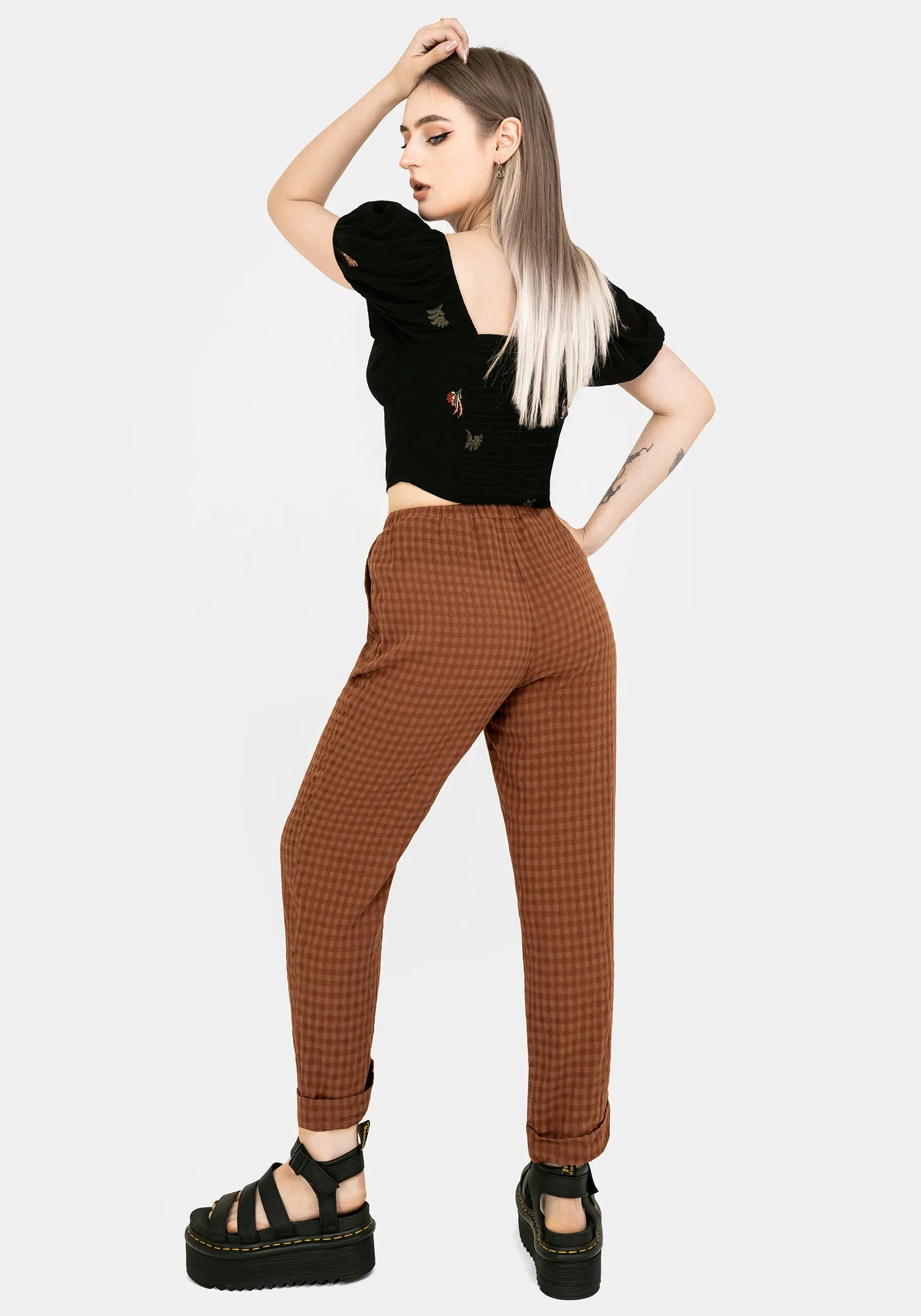 Cozy Touch Soleil Cotton-Blend Check Tapered Trouser