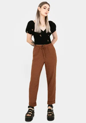 Embroidered Detail All Use Soleil Cotton-Blend Check Tapered Trouser