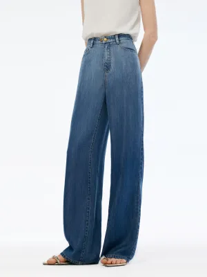 100% Tencel Denim Gradient Women Adjustable Waist Jeans Beach Day Holiday Vibes