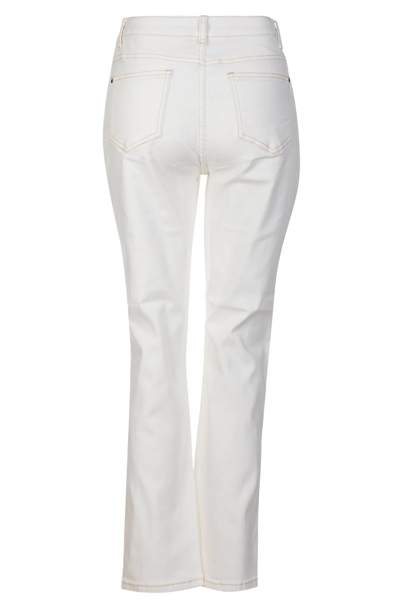 Low Impact Manufacturing Straight Leg Design Coloured Denim Short Jeans | IVORY | 6902ZZ