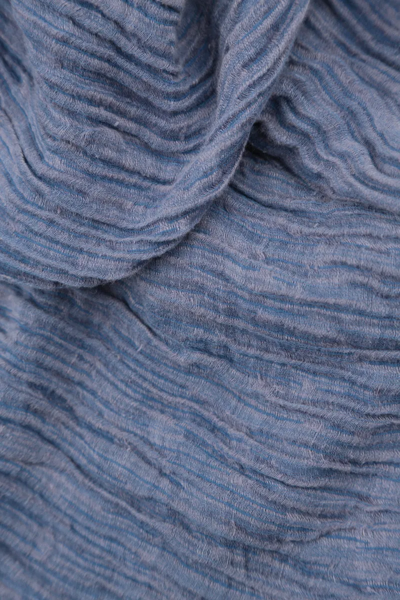 Collaboration Piece Crinkled Blue Nova Silk Skirt