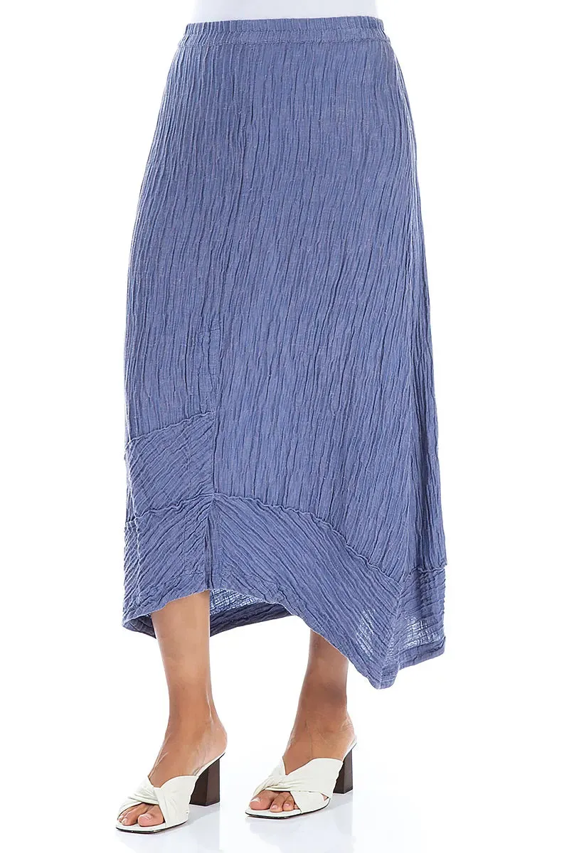 Crinkled Blue Nova Silk Skirt Performance Outfit Elasticized Cuff