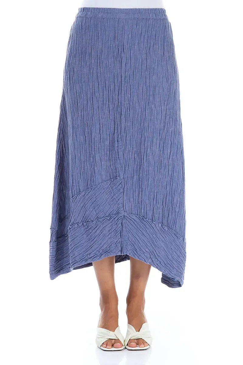 Erasable Crease Stylish Choice Crinkled Blue Nova Silk Skirt