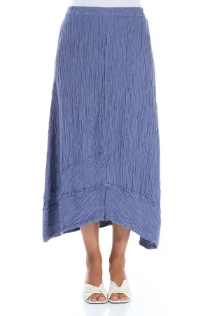 Erasable Crease Stylish Choice Crinkled Blue Nova Silk Skirt