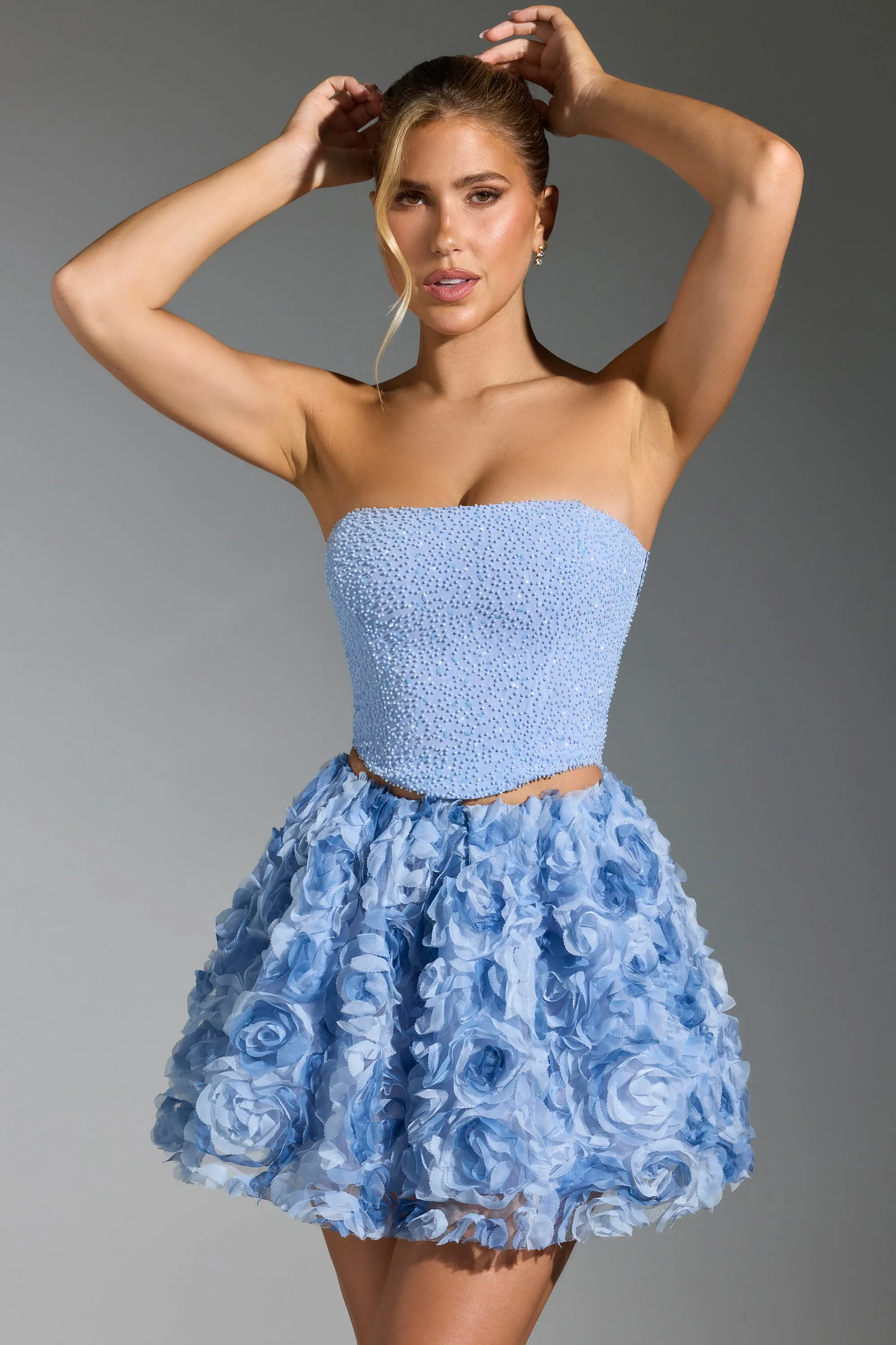 Embellished Corset Top in Blue Lightweight Vest