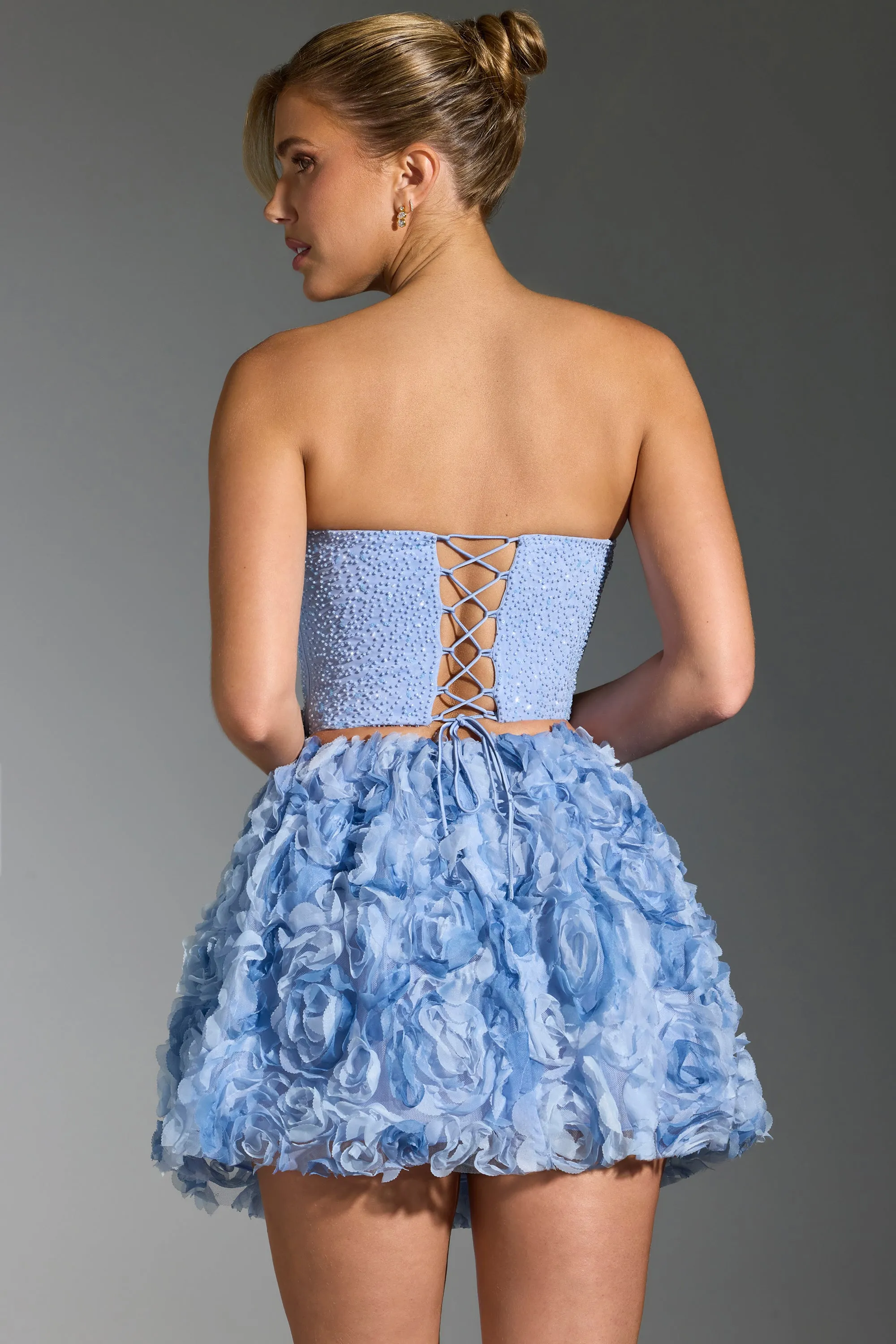Smart Look Embellished Corset Top in Blue
