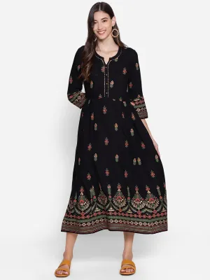 Formal Shirt Cozy Wrap Women Black Floral Printed Dress