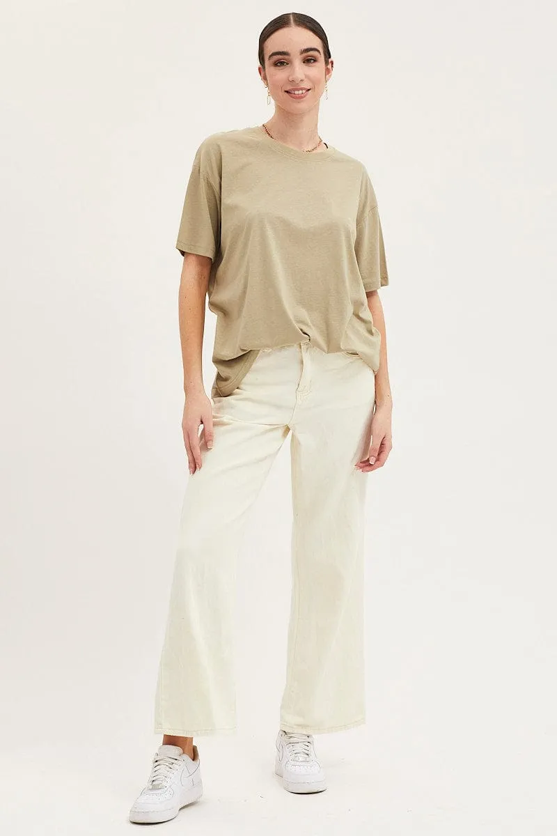 Green Oversized T Shirt Short Sleeve Crew Neck Magic Glow City Beat