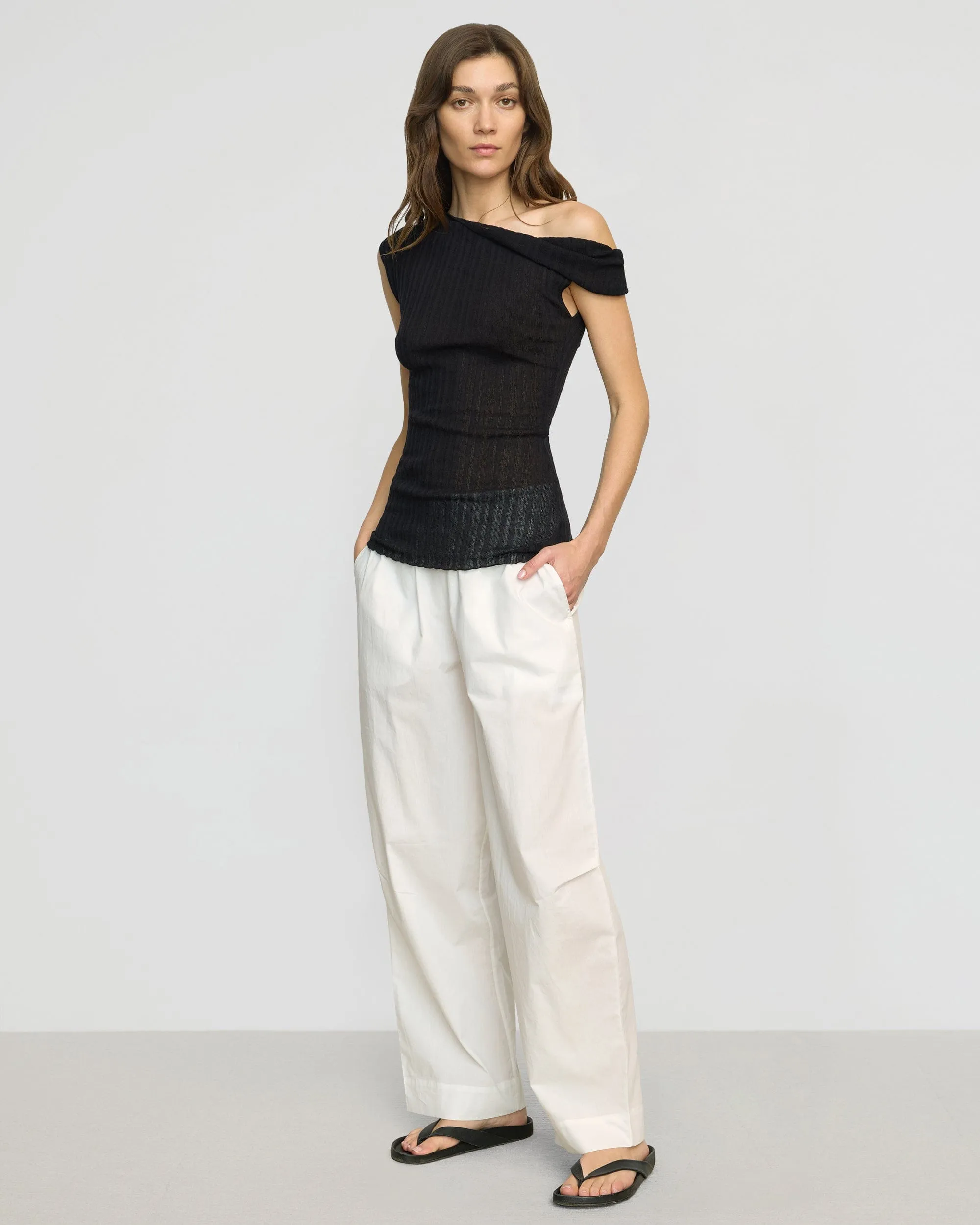 All Time Use Paula Smocked-Waist Organic Cotton Pant