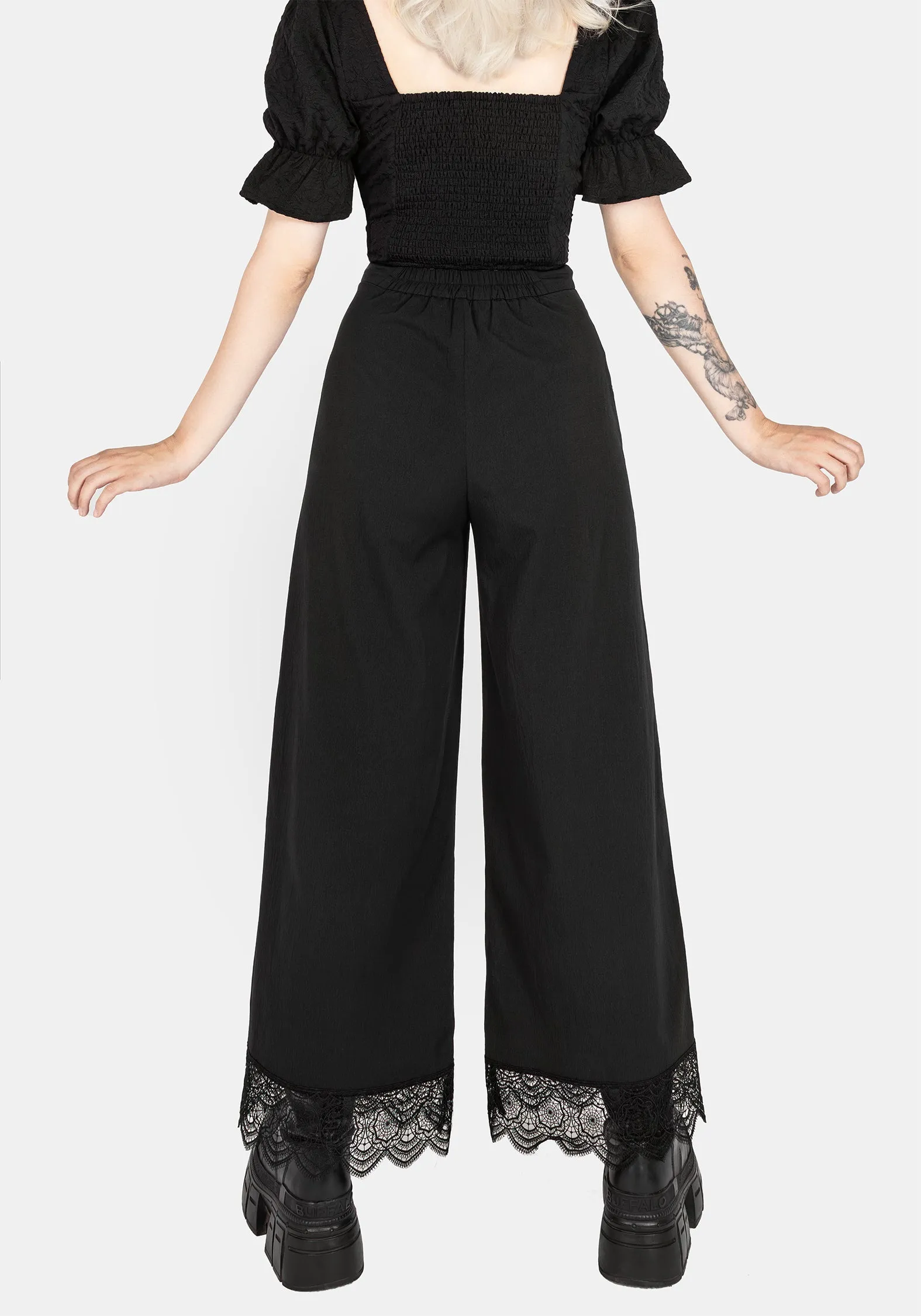 Stretch Ready Araneo Lace Hem Wide Leg Trousers