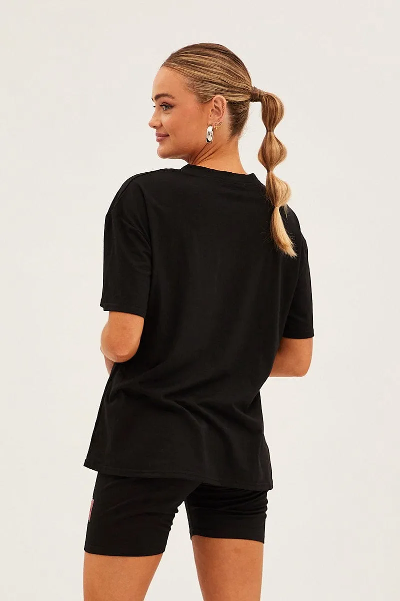 Water Repellent Coating construction work Black Graphic T And Biker Shorts Set