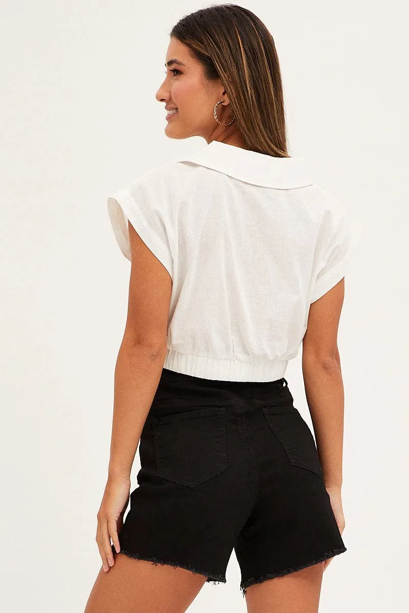Black Skinny Denim Shorts High Rise Gloves Flexible Pocket Placement