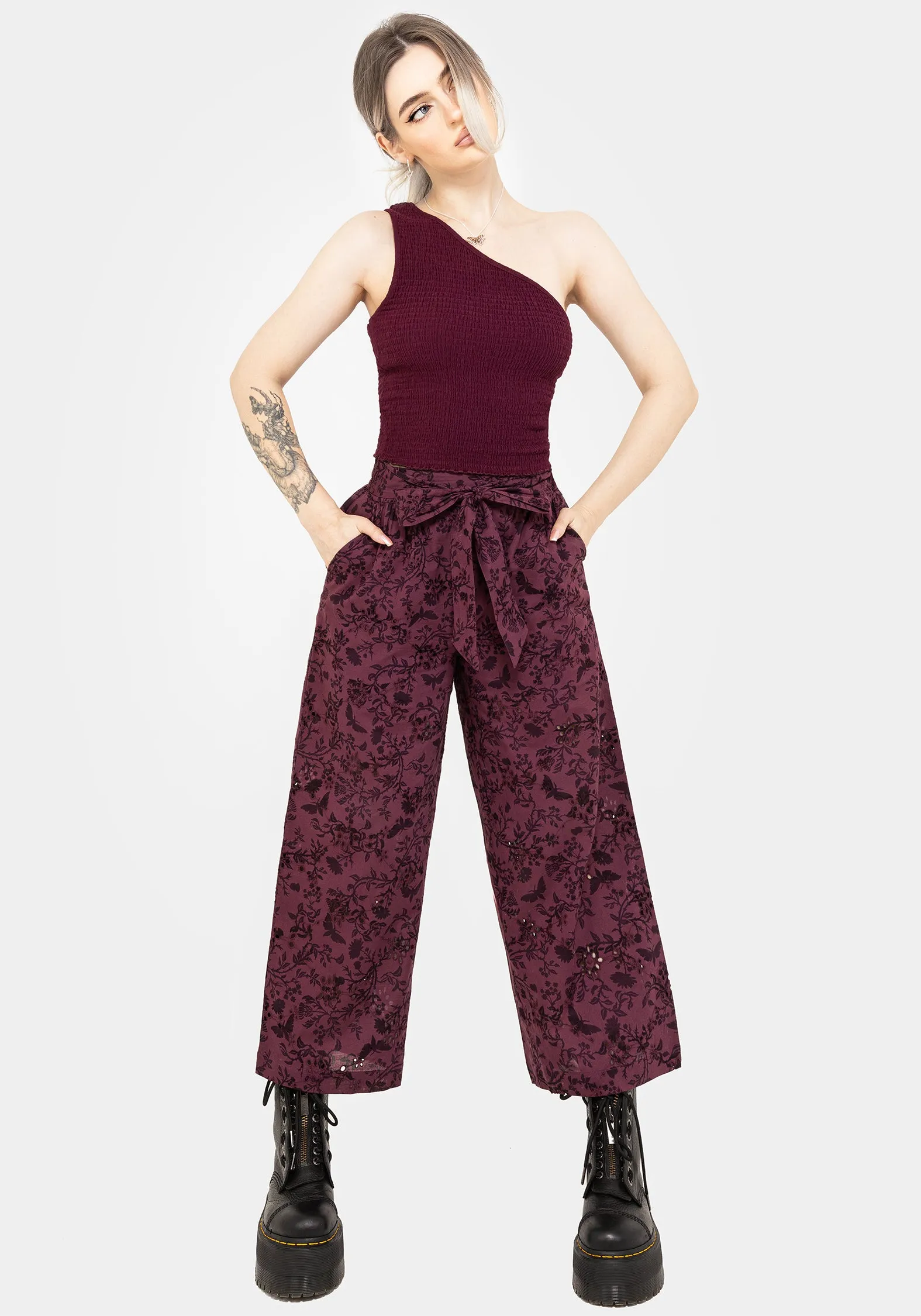 Soft Lining Travel Essential Morgana Cotton Broderie Tie Waist Culottes