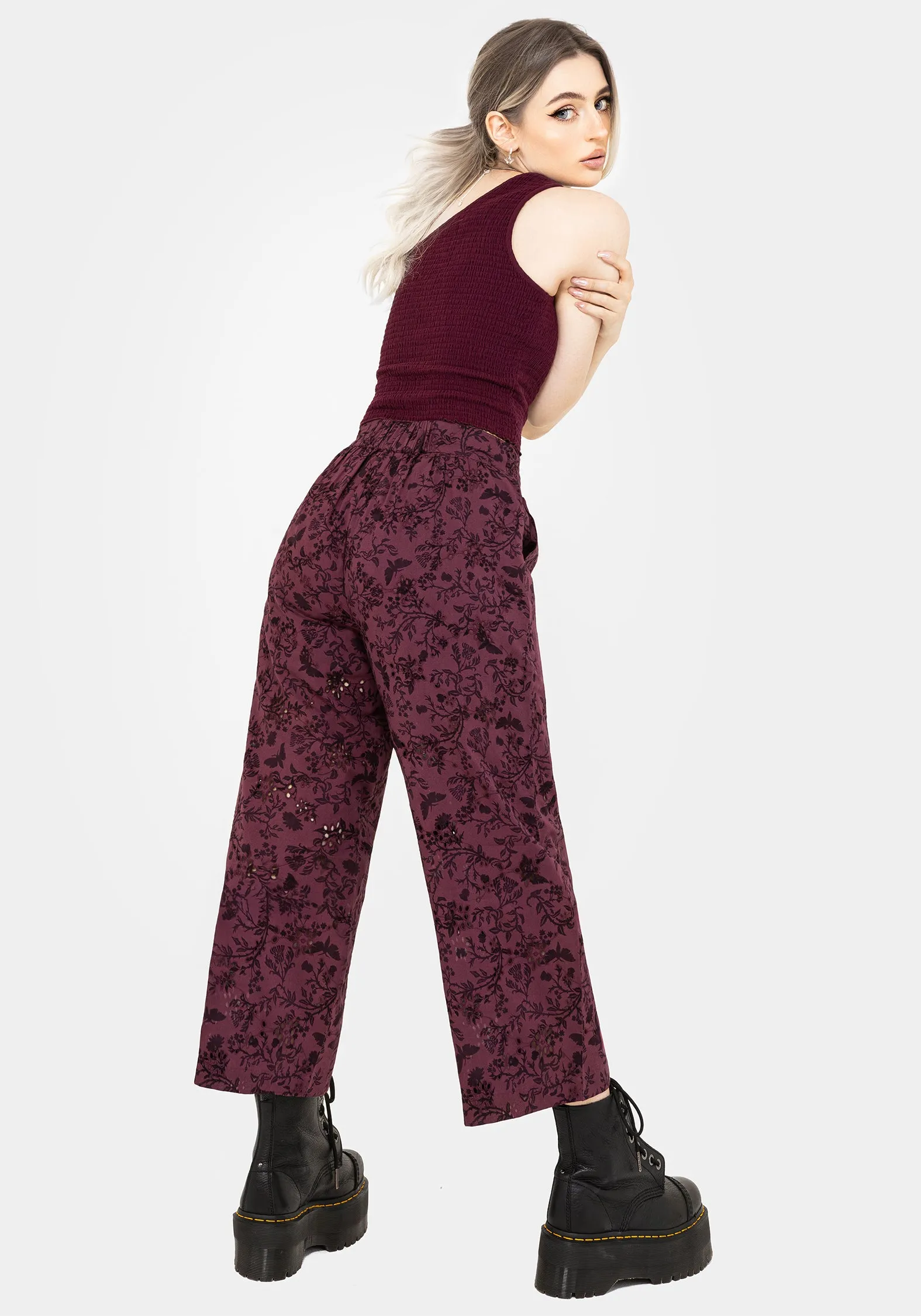Morgana Cotton Broderie Tie Waist Culottes ReinforcedPockets Flexible Knee Panels