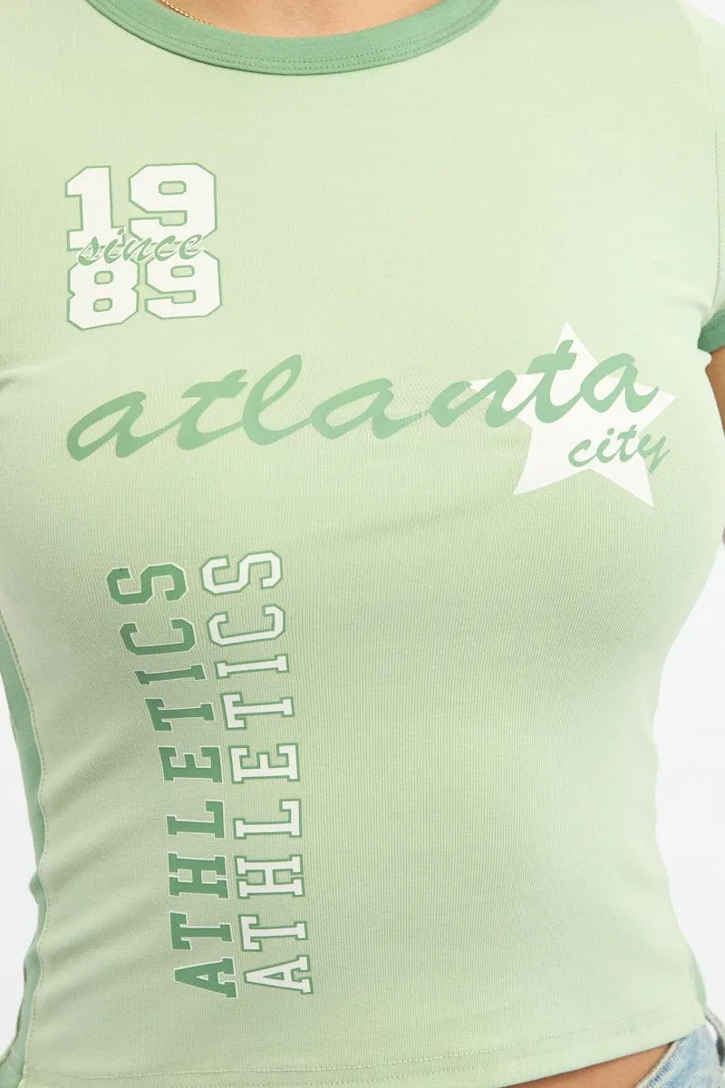 Green Graphic Tee Short Sleeve Stylish and Comfortable