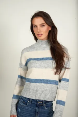 Chandail ray?? court ?? col montant - ABBE - (E-B8) Relaxed Wear