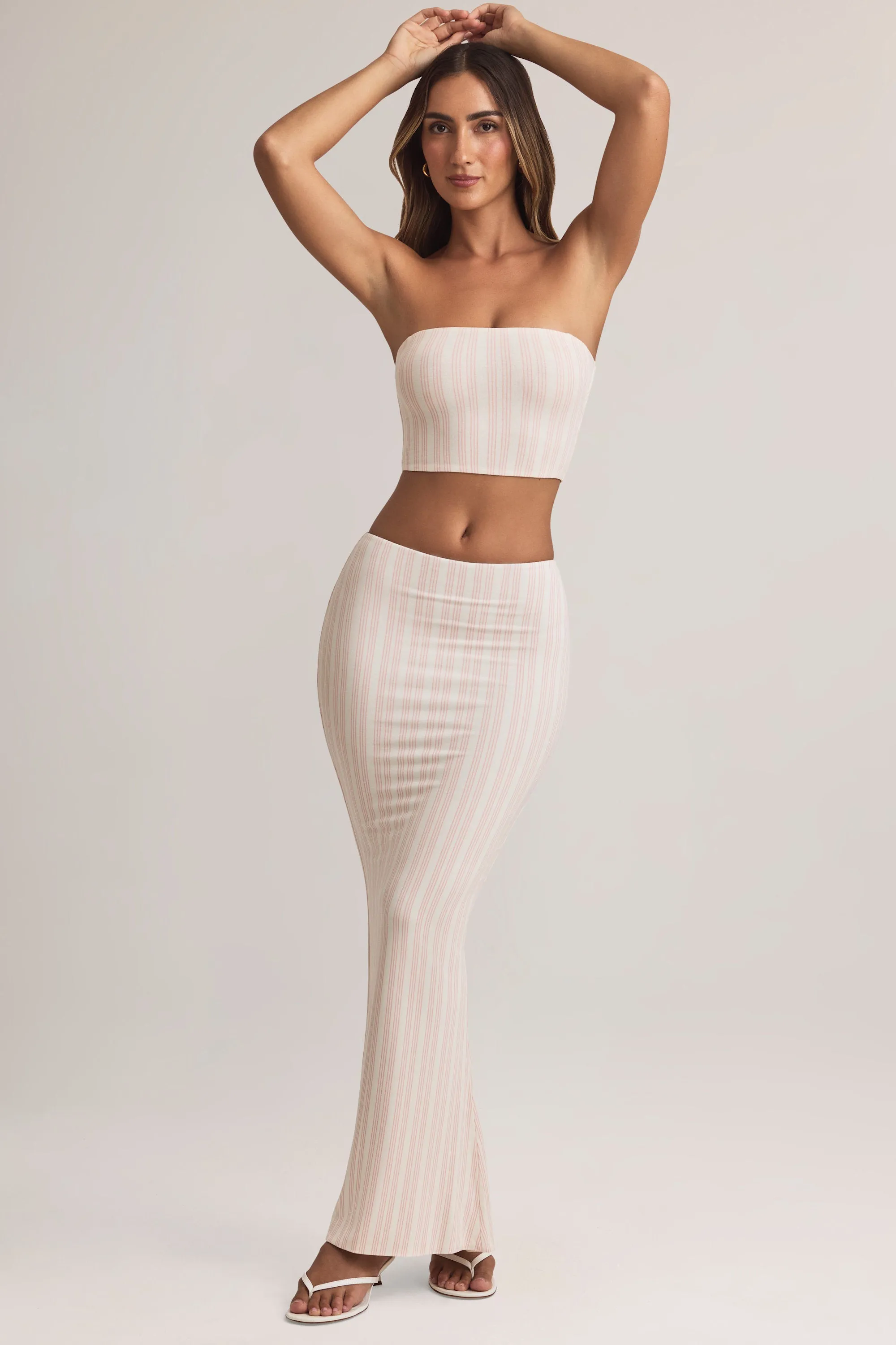 Multi Purpose Celebrity Style Modal Mid-Rise Maxi Skirt in Stripe Print