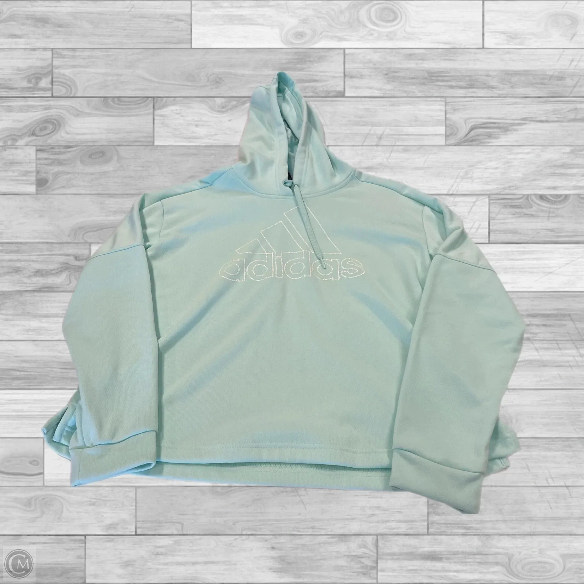 Sweatshirt Hoodie By Adidas In Teal, Size: Xl Digital Glow Busy Glow
