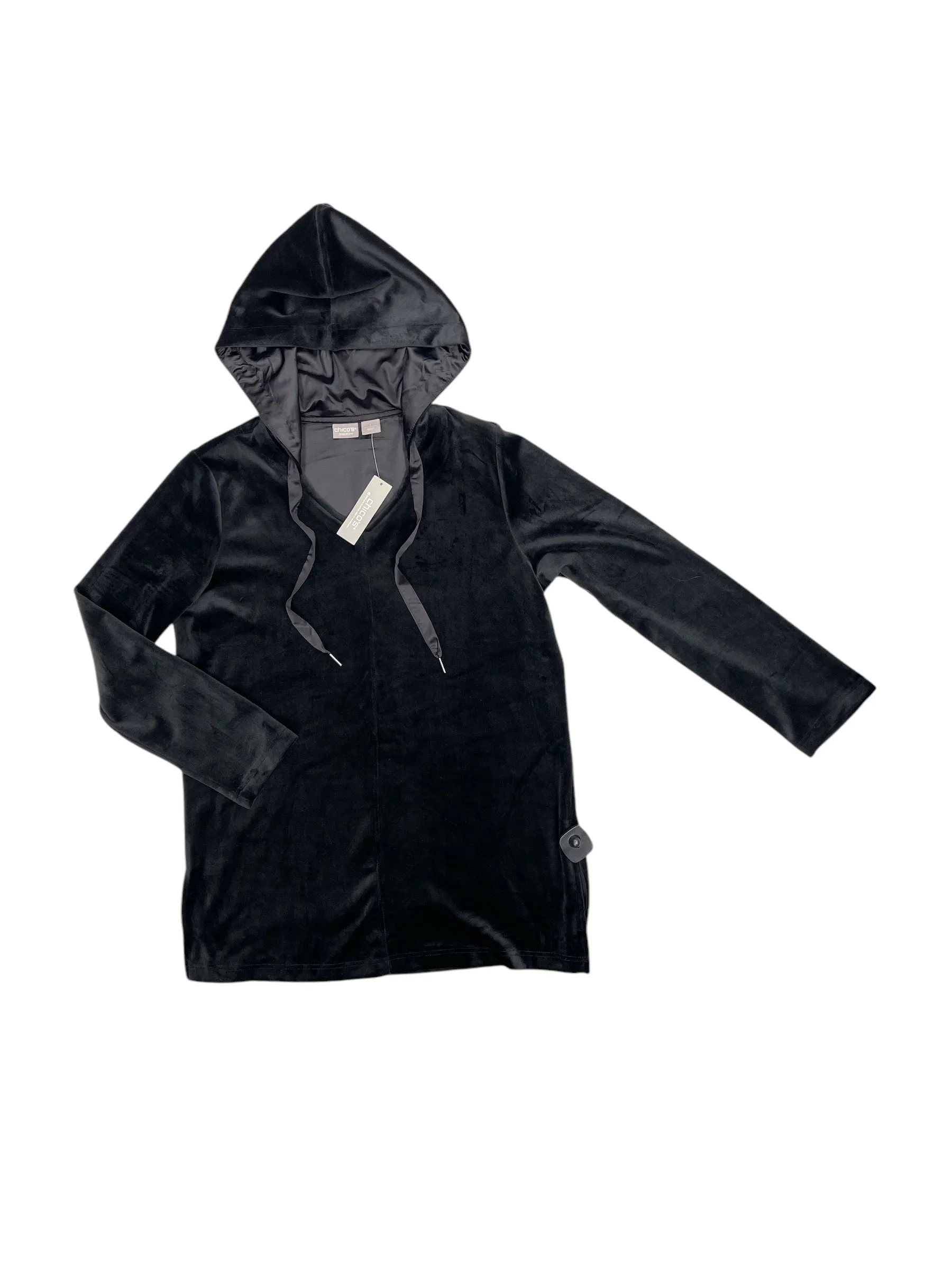 Smooth Yarn Sweatshirt Hoodie By Chicos In Black, Size: M