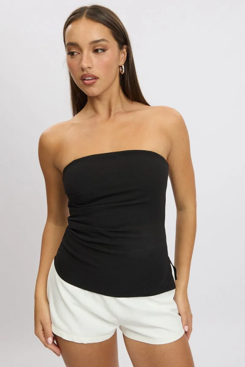 WaterRepellentSurface Black Singlet Top Side Ruched