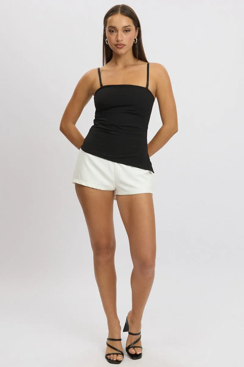 Black Singlet Top Side Ruched casual top
