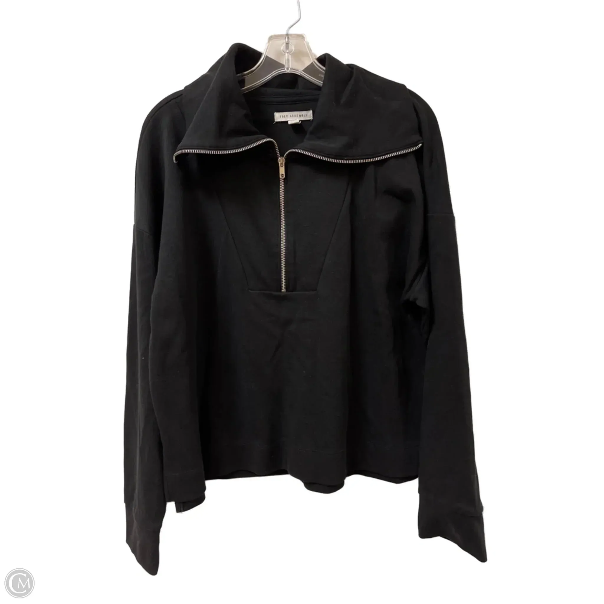 QuickDryTechnology Soft Blouse Sweatshirt Collar By Free Assembly In Black, Size: Xl