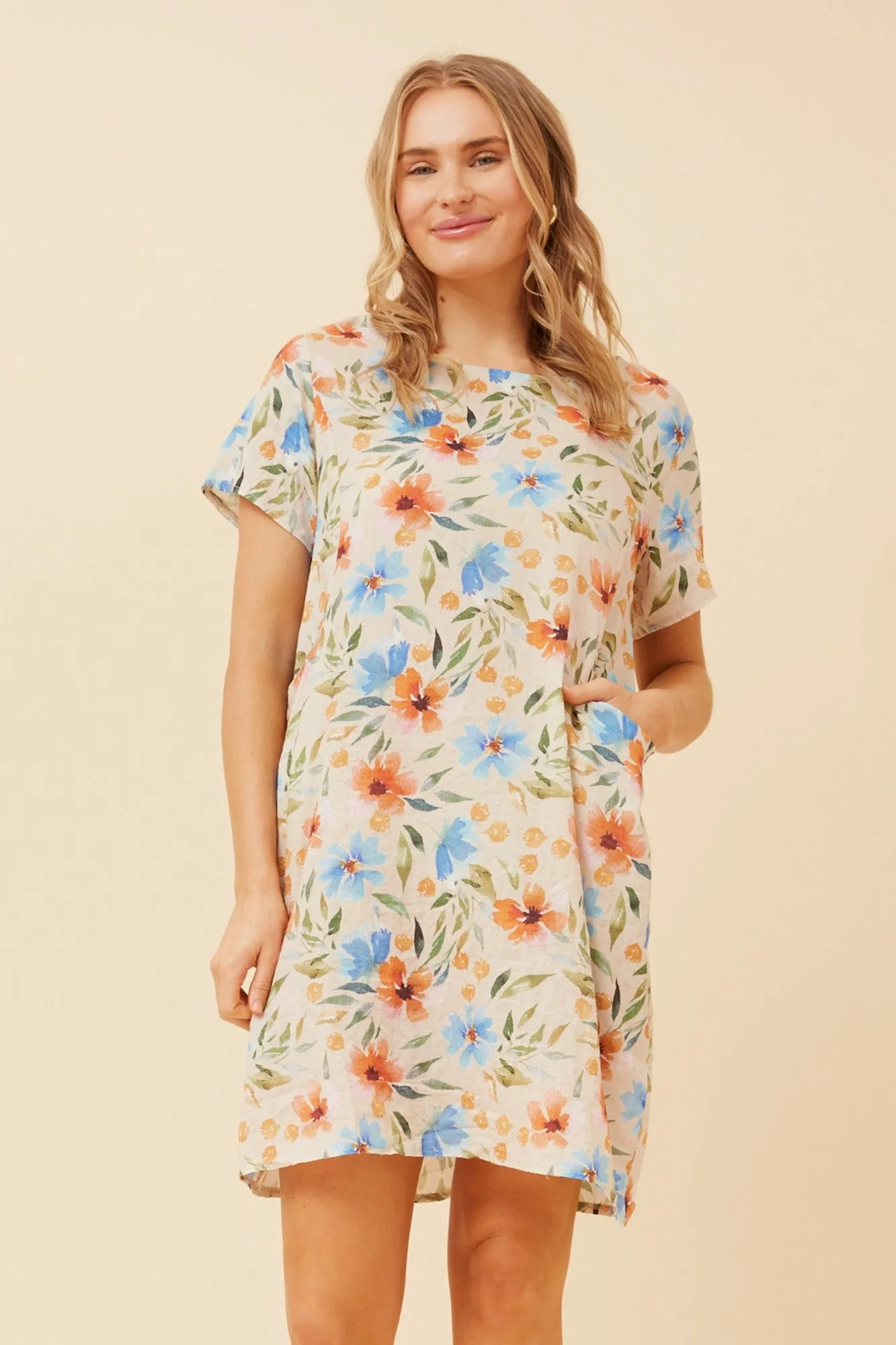 VINE FLORAL SHIFT DRESS OdorControlTech Organic Cotton