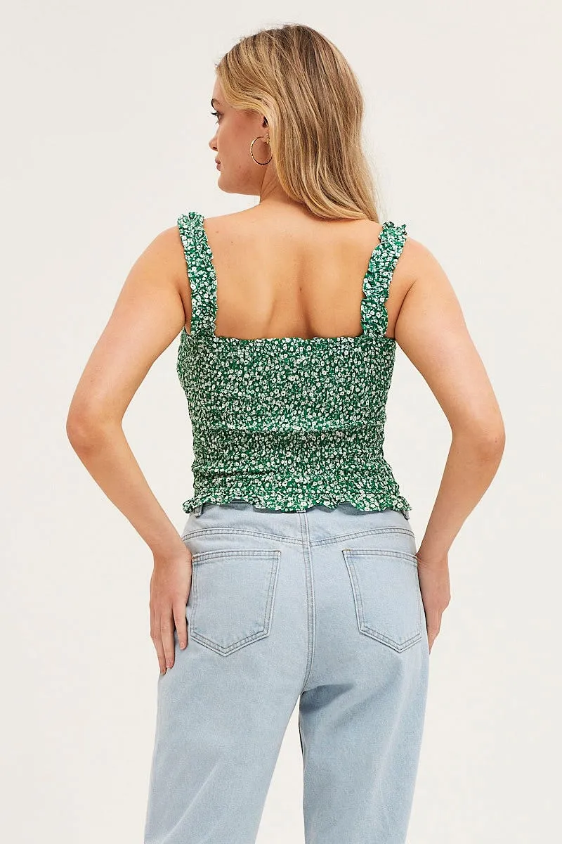 Vital Core Soft Sweater Print Ruched Singlet Sleeveless