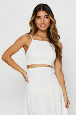 White Singlet Top Sleeveless Crop Square Neck Sporty Style Free Fit