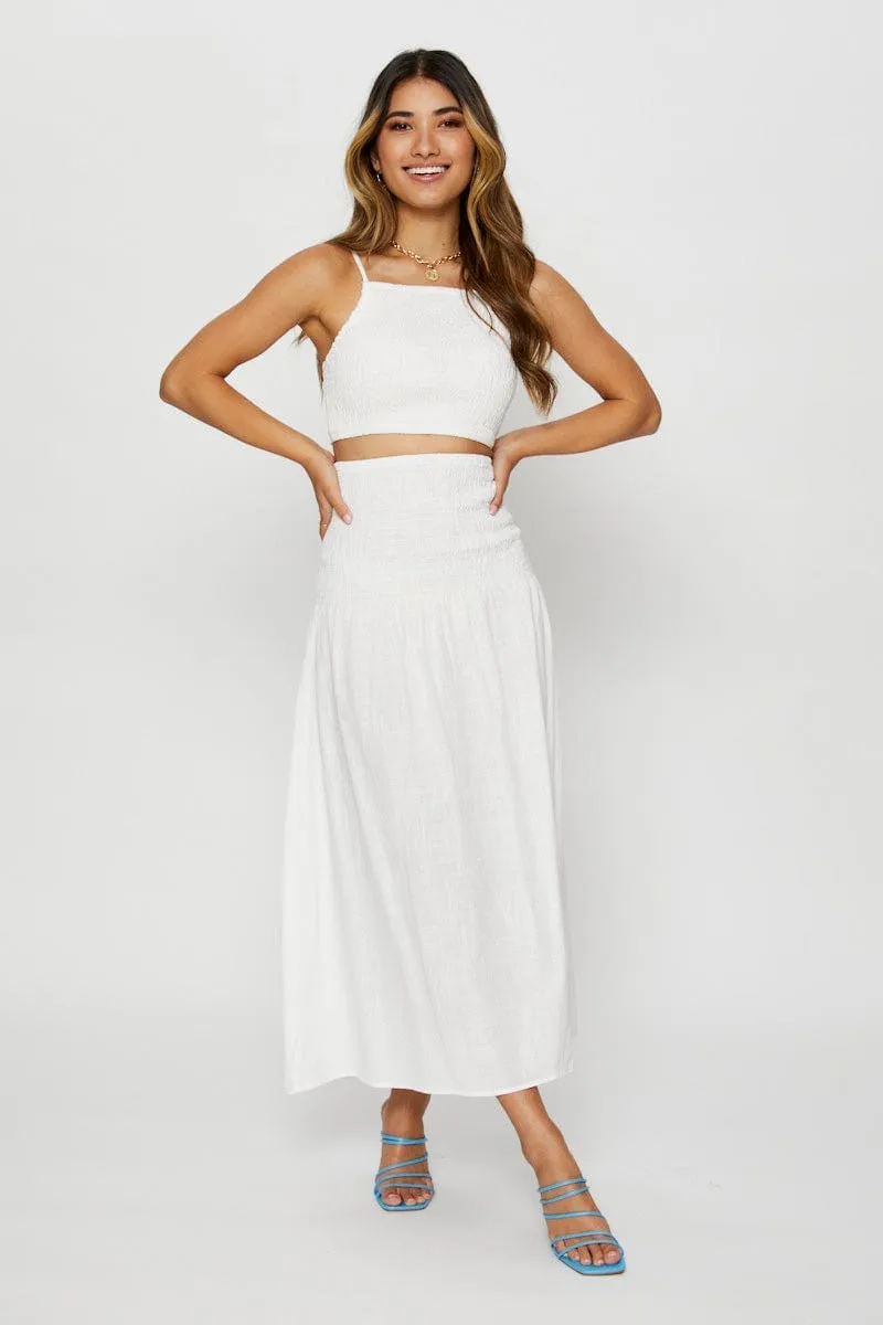 Layered Shirt White Singlet Top Sleeveless Crop Square Neck