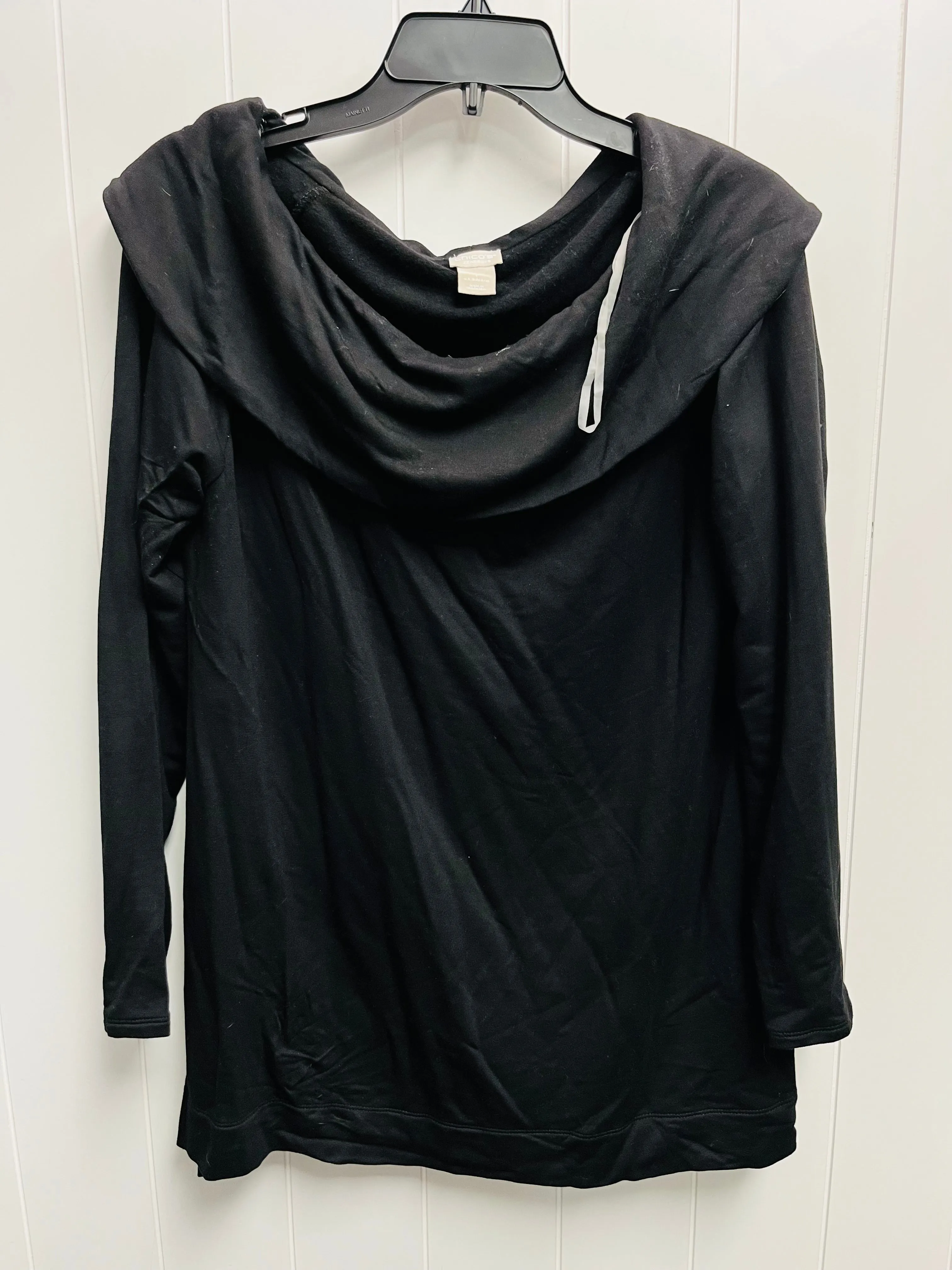 Sweatshirt Collar By Chicos In Black, Size: M MultiPurposePockets Easy Style