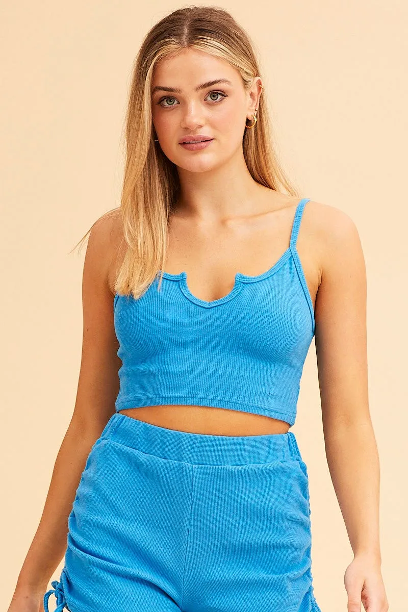 MultiDirectionalFlex Blue Sutton Basic Rib Notch Singlet