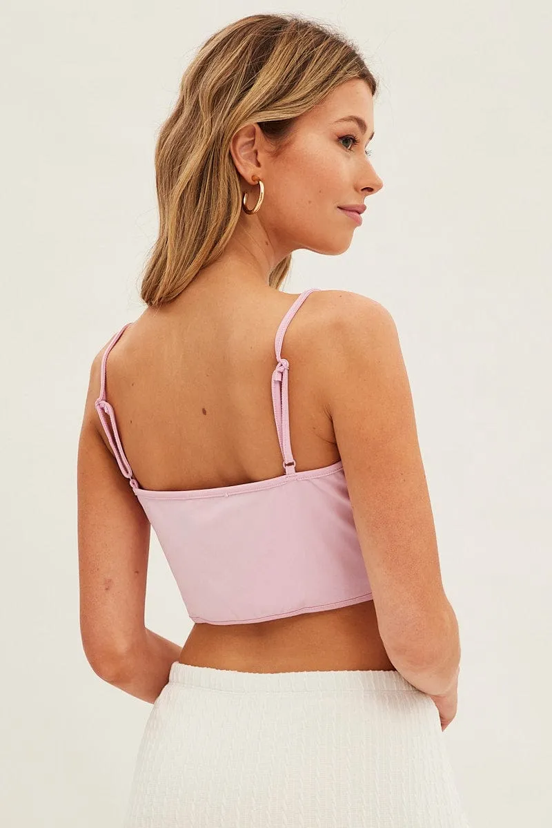 Pink Corset Singlet Sleeveless Sweetheart Neck Outdoor Comfort
