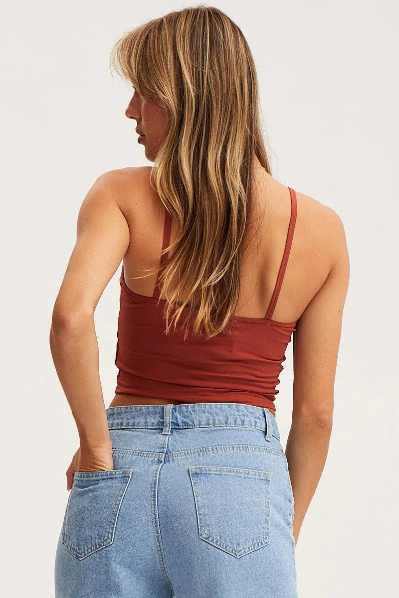 Beige Singlet Crop Top Relaxation Wear